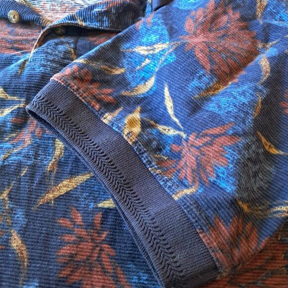 Joe Marlin Polo Shirt Mens Large Blue Floral Short Sleeve - Picture 6 of 11